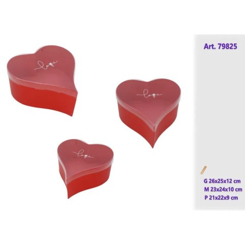 SET 3 SCATOLE CUORE CARTA PVC ROSSO